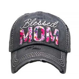 🖤 Dark Grey Blessed Mom Baseball Hat🧢🌸
